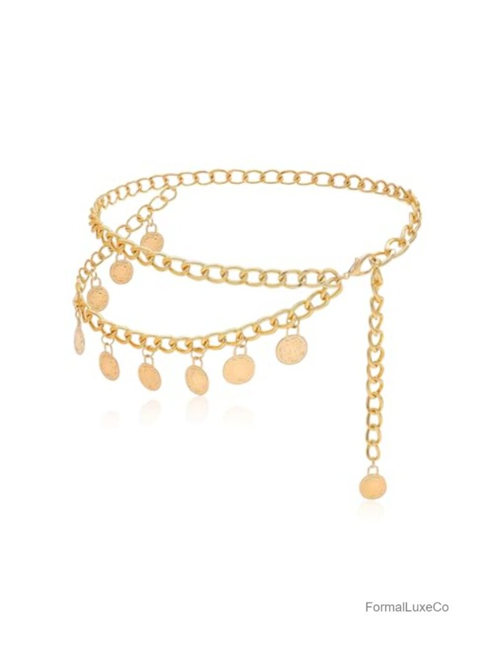 Adjustable Multi-Layer Alloy Waist Chain Belt with Coin Pendants for Dresses